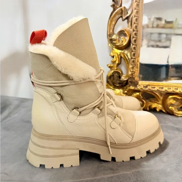 Beautisoles Beige Leather Winter Boots - Picture 2 of 7